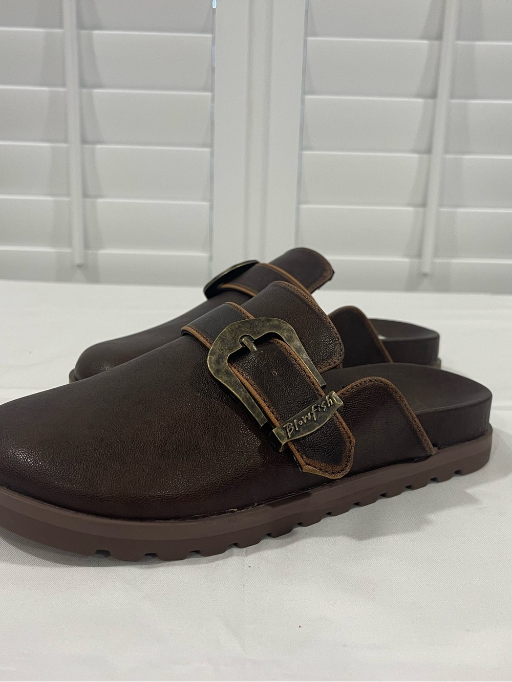 Women’s Blowfish Malibu Sienna Brown Slip-On Clogs with Buckle